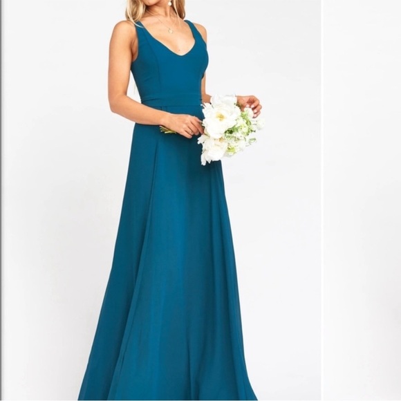 Show Me Your MuMu Jenn Maxi Dress In Deep Jade Chiffon - Picture 1 of 16
